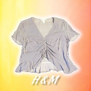 H&M Blue Striped Cinched Top